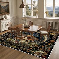 Tapis imprimé gothique forêt étoile lune champignon papillon, grand tapis lavable antidérapant pour chambre à coucher, salon, décoration esthétique de la maison