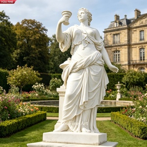 YOUFINE Estatua de Hebe Tallada a Mano en Mármol Blanco, Diosa de la Juventud Sosteniendo un Cáliz, para Decoración Formal de Jardín - Product Image 1
