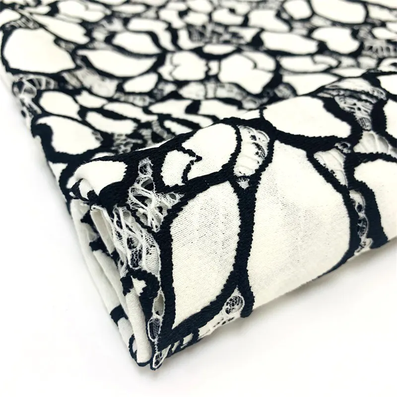 wholesale popular cheap black and white lace fabric lace embroidery fabric