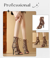 Bottines de danse latine pour femmes, dessus en mesh, semelle souple, talons hauts, bottines sexy pour la danse