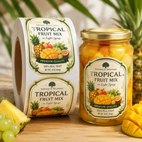 Étiquette autocollante pour boîte de fruits, résistante à l'eau, personnalisée, impression de marque, pour emballage de pots de confiture, conforme aux normes alimentaires