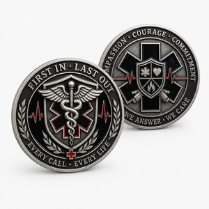 Moneta Commemorativa Personalizzata in Rame con Logo Anticato Argento per Cerimonia <span class=keywords><strong>di</strong></span> Riconoscimento - Soccorritore, Primo Soccorritore, Soccorritore <span class=keywords><strong>di</strong></span> Fidanzamento - Product Image 1