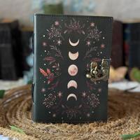 Handgefertigtes Mini-Triquetra-Tagebuch aus echtem Leder, klassisches Zauberbuch, Schatten-Notizbuch, Blanko-Reise-Skizzenbuch, Bleistift-Geschenk für Männer und Frauen, Kreis