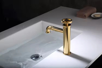 Robinet de lavabo style tuyau industriel doré Robinet mitigeur de salle de bain Robinets de lavabo montés sur le pont