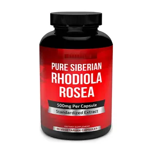 Cápsulas Vegetarianas Rosavins 3% Salidroside 1% Suplemento de Rhodiola Rosea de Marca própria