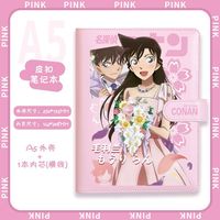 Carnets A5 Papeterie Detective Conan Kudou Shinichi Imprimé Papier ligné à feuilles mobiles Artisanat d'écriture Anime Carnet à boucle en cuir