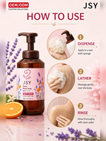 OEM ODM Marque Privée 480ml Lavande Orange Amère Gel Douche Moussant Mousse Riche Hydratant Nettoyage Doux pour Tous Types de Peau