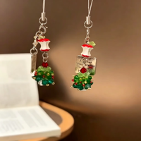 Chaîne de téléphone Arbre de Noël, Pendentif perlé en cristal brillant, Décoration mini pomme, Ornement suspendu élégant et original, Cadeau de Noël mignon