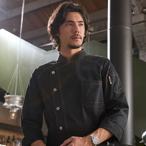Vêtements <span class=keywords><strong>de</strong></span> travail en denim à manches longues pour hommes YUZI pour l'automne et l'hiver, pour restaurant, bar, boulangerie, pâtisserie - Product Image 6