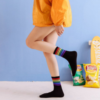 Nouveau arc-en-ciel rayé fierté chaussettes Sport coton étudiant chaussettes unisexe femmes équipage chaussettes