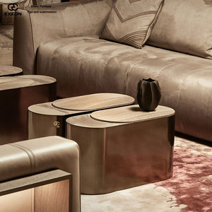Table d'appoint en marbre haut de gamme italienne 2026 pour le groupe de design de meubles de villa moderne - Table à thé - Product Image 3