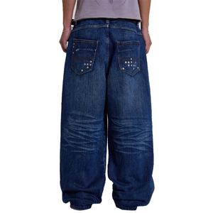 Wholesale <b>Men</b> Vintage Blue Baggy Diamond <b>Jeans</b> Distressed Studded Heavy Weight Slub Denim <b>Jeans</b> - Product Image 3
