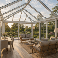 Véranda sur mesure en aluminium avec structure en verre, serre préfabriquée, jardin d'hiver, patio, salle de jardin avec verre trempé pour villa