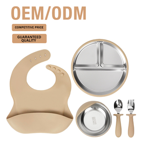 Vajilla Infantil de Silicona Libre de BPA, Plato con Ventosa, Set de Alimentación para Bebés, Set de Alimentación de Silicona - Product Image 1