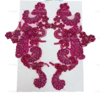 Applique de corsage de luxe en cristal et strass, motif floral, style patchwork perlé, pour robe de mariée, de bal ou de soirée