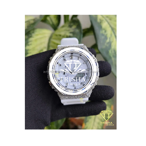 Montre de luxe de qualité supérieure avec diamant Moissanite VVS et pierre précieuse bleue, sertie dans un cadre en argent sterling 925 avec cadran blanc, pour homme, à vendre - Product Image 5