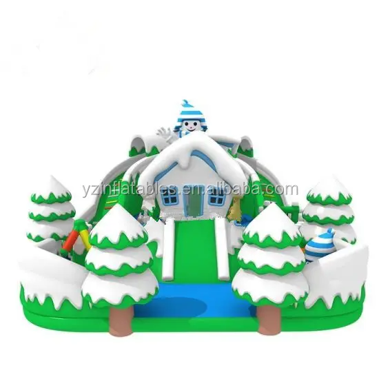 Sıçrama ev noel kış karnaval tatil temalı şişme havalı kaydırak engel çatı