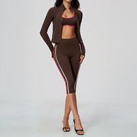 Ensemble de vêtements de sport pour femmes, préféré des clientes, trois pièces, veste à col montant avec fermeture éclair, pour les exercices sportifs quotidiens et les activités de plein air