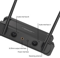 Système de micro sans fil UHF professionnel XTUGA K48 pour karaoké, microphone de conférence portable avec fonction de mise en sourdine automatique