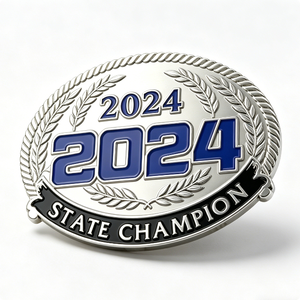 Hebilla de Cinturón Personalizada de Campeón Estatal, de Aleación de Zinc Plateada con Esmalte Suave, Conmemorativa del Campeonato Nacional y de Graduación - Product Image 5