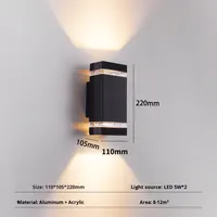 US Standard LED Applique Murale Extérieure Rétro Base En Aluminium Étanche GU10 Carré pour Balcon Cour Clôture Allée Mur Extérieur