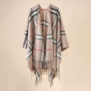 Wholesale Winter 130*150cm Oversized Blanket Poncho Scarf with Tassel <b>Wool</b> <b>Cape</b> Style Cloak Shawl Beach Poncho Womens - Product Image 4