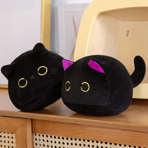 Peluche chat noir mignonne unisexe, poupée chaton en coton PP, poupée en tissu confortable, cadeau idéal pour une fête d'anniversaire, technique lavée - Product Image 6