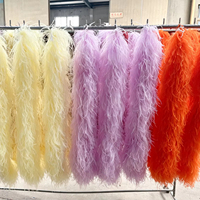 Boa en plumes d'autruche naturelles dorées 4 plis pour la décoration de fêtes à domicile, carnaval, Halloween, accessoire de costume, robe de danse, ou vêtement DIY