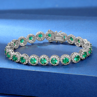 Bracelet tennis de luxe Angel Girl en laiton 5 mm avec fermoir en forme de huit, zircon vert, plaqué or 18 carats et platine pour femme