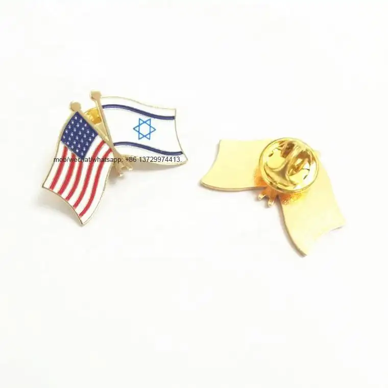 धातु तामचीनी संयुक्त राज्य अमेरिका यूएसए यूएस और इज़राइल डबल क्रॉस मैत्री ध्वज लैपल पिन ब्रोच बैज प्रतीक पिन बैज