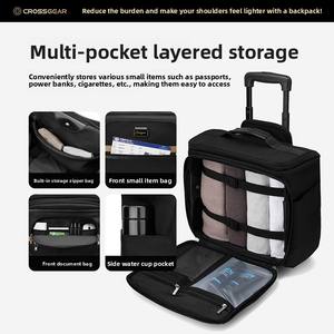 CROSSGEAR Prix de gros Bagage à roulettes en nylon imperméable à carreaux avec 2 roues pivotantes et sac à roulettes extensible durable - Product Image 3