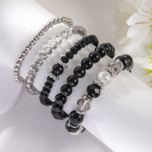 Ensemble de bracelets élastiques à perles de cristal, 5 pièces, bijoux pour femmes, cadeau, bracelets extensibles multicouches en perles pour toutes occasions - Product Image 2