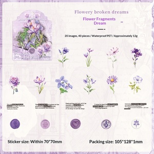 Stiker Jurnal Tahan Air Seri Puisi Bunga Botani untuk Anak-Anak, Bahan PET, Penggunaan Lintas Negara - Product Image 6
