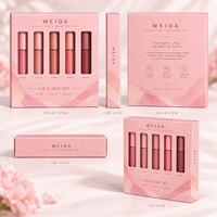 Boîte de gloss à lèvres en carton à marque privée, emballage cadeau cosmétique à cinq fenêtres
