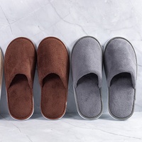 Chaussons modernes en velours corail, marron, noir, blanc et gris, ensemble complet et demi-pack, articles de toilette en gros pour hôtels