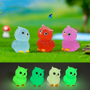 Petites hiboux en résine lumineuses qui brillent dans le noir, figurines miniatures, jouets, mini animaux en résine pour jardin, micro-paysage, pot de plantes, bonsaï - Product Image 2
