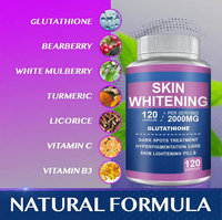 Pilules blanchissantes pour la peau au glutathion, capsules végétaliennes 2000 mg, complément efficace pour éclaircir la peau, éliminer les taches brunes, le mélasma et les cicatrices d'acné