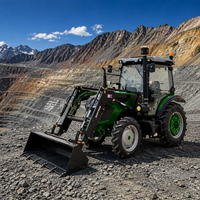 Tracteur agricole moderne 80 CV 4x4 avec cabine climatisée, système hydraulique robuste, levage haute performance et équipement de travail de terrain de pointe