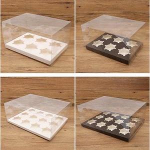 Transparent PET Gift Packaging <b>Box</b> for Christmas Wedding Party-2 4 6 12 Hole Cupcake <b>Folder</b> for Food Use - Product Image 5