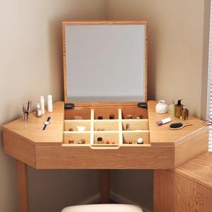 Armoire d'angle moderne simple et nordique éclairée miroir de commode en bois massif grain de bois de frêne pour <span class=keywords><strong>petit</strong></span> appartement <span class=keywords><strong>chambre</strong></span> salon - Product Image 3