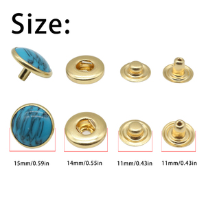 2025 mới đến bền vững Brass Snap Nút bốn-phần kim loại Fastener cho phụ kiện may mặc Vàng nhấn nút hạt - Product Image 3