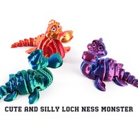 Mainan Figur Loch Ness Cetak 3D Mata Simulasi Dapat Digerakkan Multi-sendi untuk Aksesori Rumah Hadiah Anak-anak Dekorasi Ruangan Halloween