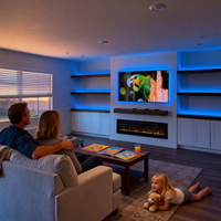 Moderno Soporte de TV de Madera Contrachapada Ajustable con Luces LED, Mueble Multifuncional para Sala de Estar con Almacenamiento para Entretenimiento en el Hogar