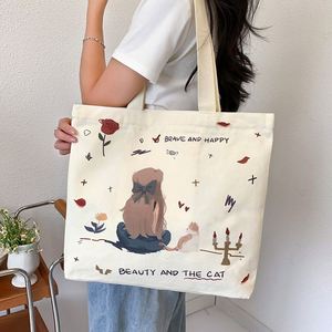 Bolsa de Lona Personalizada al por Mayor para Estudiantes Universitarias, Linda Bolsa de Hombro de Gran Capacidad con Cierre de Cremallera para Viajes Diarios - Product Image 2