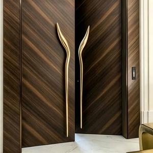 Maniglia per Porta in Alluminio a Forma di Fiore Personalizzata, Lusso Oro, per Ingresso Villa, Hotel, Sala Banchetti, Porta Principale, Ferramenta Artistica in Metallo - Product Image 3