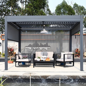 <span class=keywords><strong>Petit</strong></span> pavillon de <span class=keywords><strong>jardin</strong></span> à télécommande automatique Pergolas d'extérieur en aluminium Gazebos Abris en PVC étanche - Product Image 3
