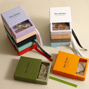 Wholesale Craft Paper Small <b>Brown</b> Jewelry <b>Box</b> Customize Fancy Luxury Drawer Jewelry Packaging <b>Box</b> with Logo - Product Image 4