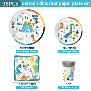 Dinosaurus verjaardagsbord en servet feestdecoratieset voor jongens en kinderen, verjaardagsdecoratie voor babyfeestjes - Product Image 5