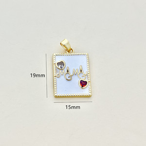 Pendentif carré en forme de cœur 19x15mm, design Mama, breloque en alliage de Zinc pour collier, accessoires de bijoux cadeau - Product Image 1