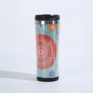 Wholesale Designer Reusable Plastic Cup Glitter Shining Plastic Cup Double Wall